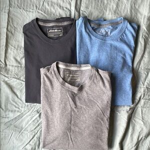SOLD❗️Eddie Bauer Legendwash Tee Trio in Charcoal, Gray, and Lt Blue